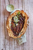 Sweet and sour aubergine tart