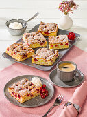 White chocolate blondies with redcurrants