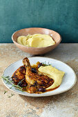 Pollo alla Toscana with polenta