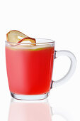 Hot apple and cranberry punch with cinnamon