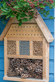 Insect hotel in the house wall, close-up