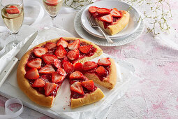 Strawberry pizza with jam