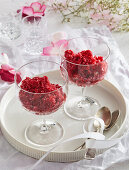 Raspberry granita with vodka