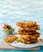 Crispy sweetcorn fritters with avocado salsa