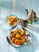  Falafel balls with hummus, Mediterranean delicacies, Small delicacies 