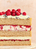 Layer cake with raspberry cream filling