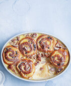 Brioche bake with caramel pudding and pecans