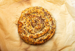 Börek with meat and cheese filling