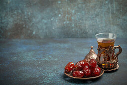 Dates and tea for iftar during Ramadan