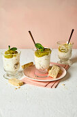 Gooseberry and elderflower dessert with mint