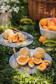 Apricot dumplings with butter crumbs