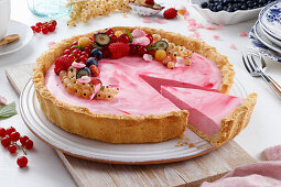 Strawberry mousse cake with fruit