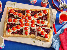 Vegetarian tart in Union Jack design