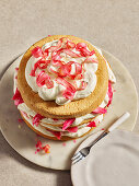 Rhubarb layer cake with cream