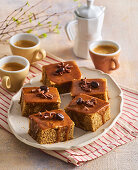 Coffee rum cake with chocolate icing