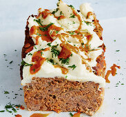 Steak Diane meatloaf with French onion puree