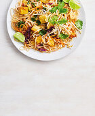 Vegetarian pad thai with tofu and lime