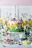 Floral buttercream cake for Easter