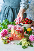 Strawberry elderflower rose lemonade