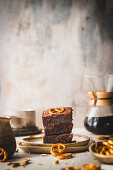 Brownies with salted pretzels