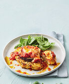 Cauliflower 'Parmigiana' with spinach salad