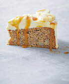 Gluten-free banana cake with caramel sauce