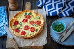 Frittata with vegetables in a tortilla wrap