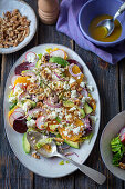 Salad with beet, oranges, avocado and feta