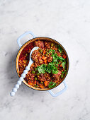 Lamb tagine with pearl couscous and olives