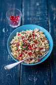 Coleslaw with pomegranate seeds and nuts