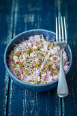 Radish salad with apple and sprouts