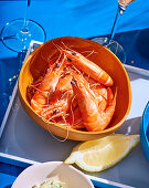 King prawns with herb mayonnaise