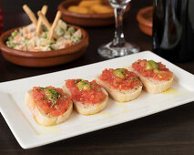 Toasted bread with tomato spread