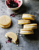 Lime and blackberry shortbread biscuits