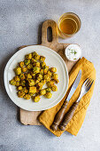 Deep-fried okra with sour cream dip