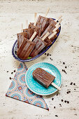 Homemade chocolate ice cream on a stick