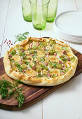 Galette with leek, potatoes and boiled ham