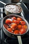 Cooking tomatoes and beans