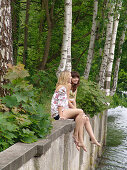 Two young woman at Griebnitzsee, Berlin, Germany