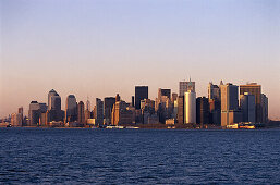 Skyline in the evening, Manhattan, New York, USA, America