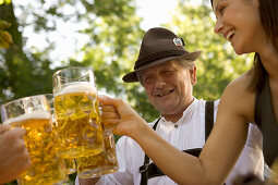 Friends in beergarden, Starnberger See Bavaria, Germany