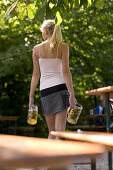 Woman in beergarden, Starnberger See Bavaria, Germany