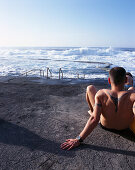 Sun bathing, sea water swimmingpool, El Hierro Canary Island