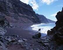 Black sand on a deserted beach, Playa del Verodal, El Hierro, Canary Islands, Spain, Europe