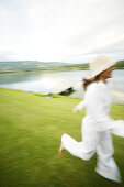 Girl on a lake, Girl on a lake, Women running beside a lake, Wellness people