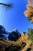 Mountain trail in an Autumn landscape, Donnerkogel, Gosaukamm, Upper Austria, Austria