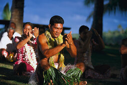 Folkloregruppe am Strand, Fiafia, Manase Beach, Savai'i, Samoa, Südsee