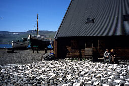 Drying Icelandic Saltfish, Turnhus Maritime Museum, Ísafjörður, Isafj'rdur, Ísafjarðarbær, Iceland