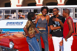 People & Old Taxi, Havana Cuba, Caribbean