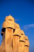 Chimneys Casa Mila Barcelona, Chimneys at the roof of Casa Mila, La Pedrera, Barcelona, Catalonia, Spain